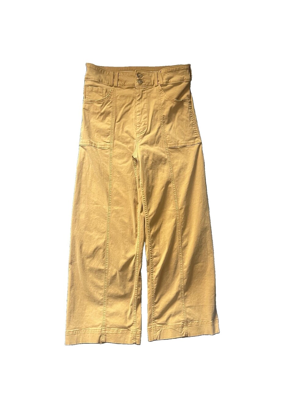 Pilcro Anthropologie Sz 28 Mustard Yellow High Rise Wide Leg Crop Pants FLAW